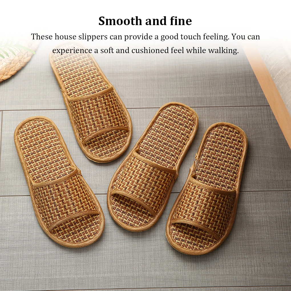 1 Pair Hotel Indoor Bamboo Slipper Women Men Casual Open Toe Sandal