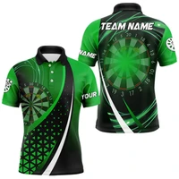 Polo graphique fléchettes pour hommes, nom personnalisé, bouton à revers, imprimé en 3D, tendance, surdimensionné, respirant, hauts de sport 3