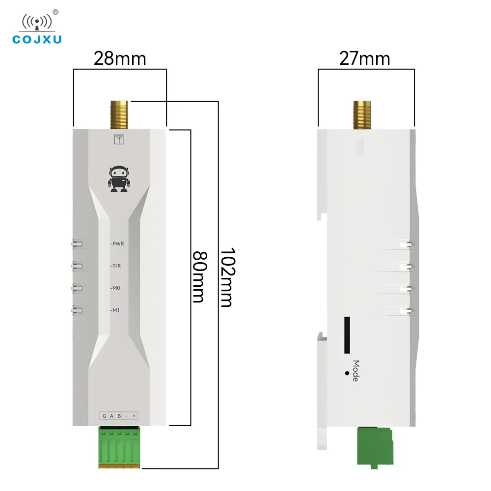 LoRa Wireless Modem 433MHz Ultra Small Size Rail Installation 30dBm 10KM COJXU E95M-DTU(400SL30-485) Modbus RSSI LBT AT Command