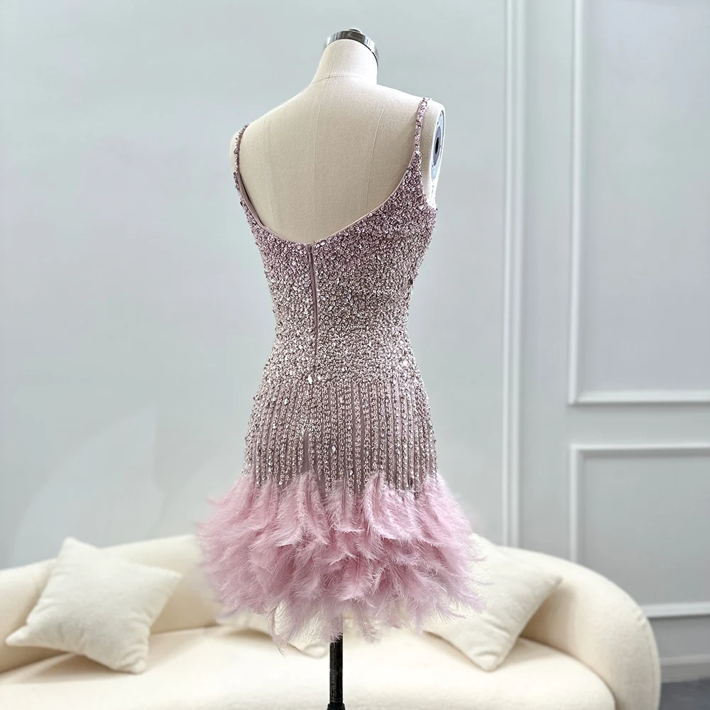 Angel Custom 2023 Luxury Feathers Pink Evening Club Gowns Emerald