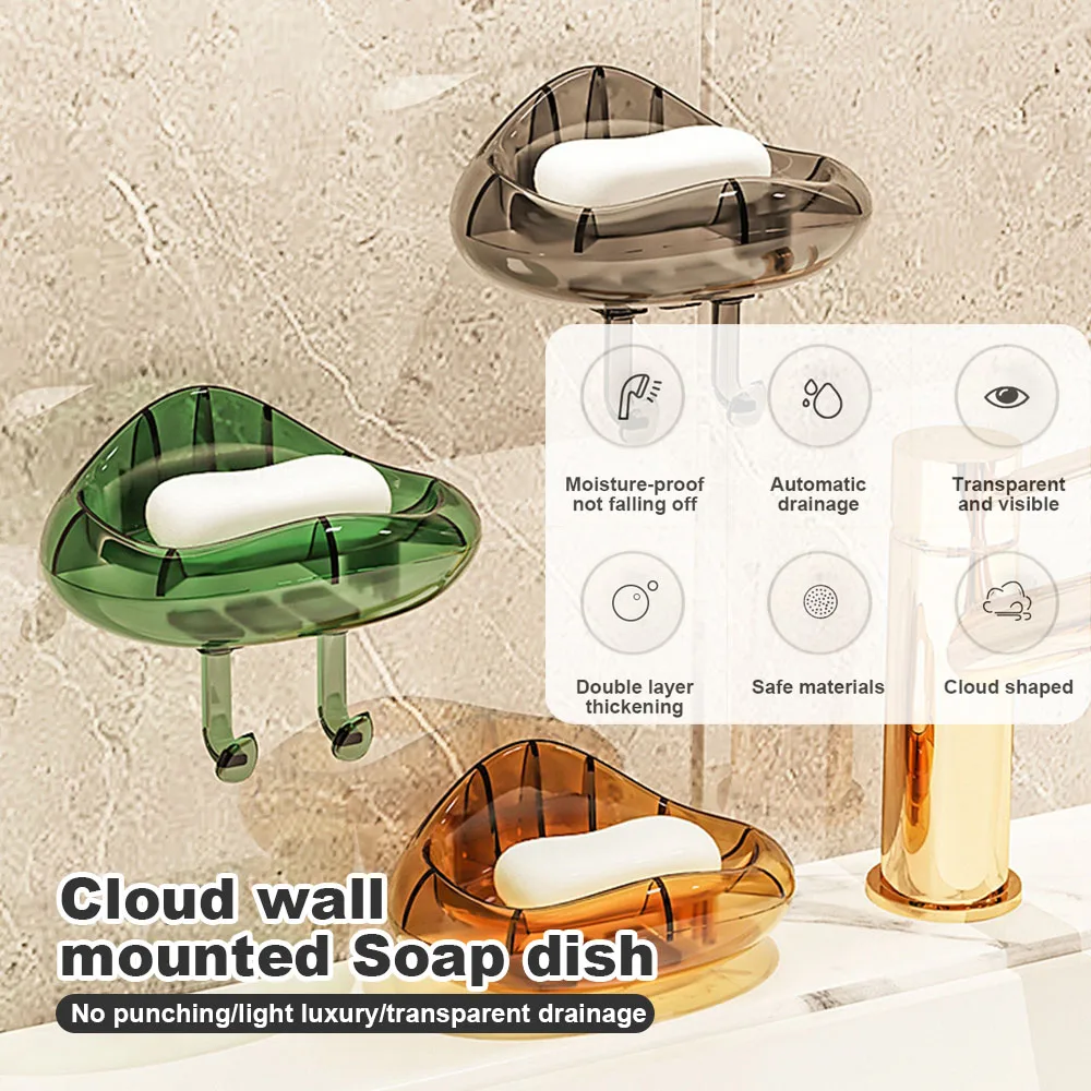 

Clouds Shape No Drilling Soaps Dish Waterproof Drain Soaps Holder For Washroom