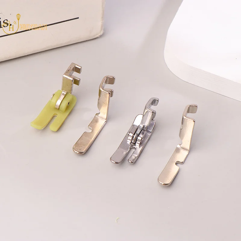 4Pcs Old Sewing Machine Zipper Presser Foot Set (Iron Presser Foot, Plastic Foot, Left Hole And Right Hole Single Side)