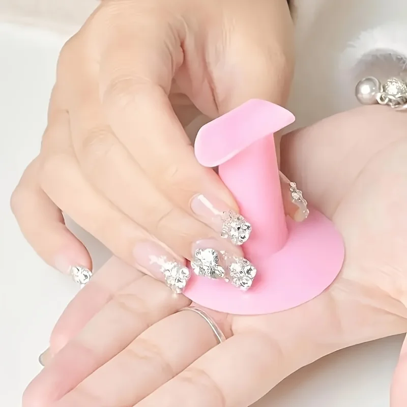 Precision Nail Art Support Sticks - Comfort Fit Finger Holders for Smudge-Free Manicures & Pedicures, Unscented Pink Nail Tools