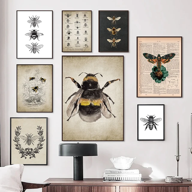 Rustic Bee Wall Art Farmhouse Honey Decor Canvas Prints Painting