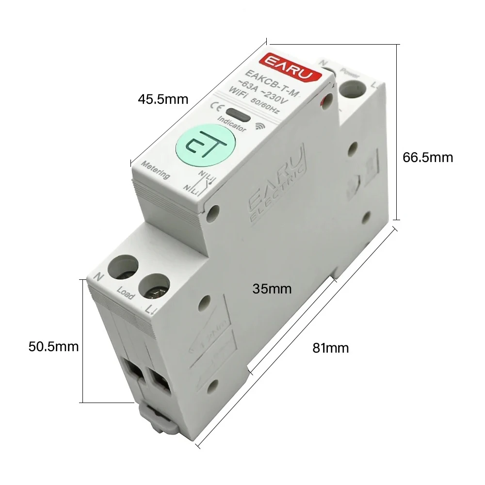 MCB Adjustable Energy Voltage Current Meter Protector Remote Control Switch Tuya WiFi Zigbee EWelink Smart Circuit Breaker 1-63A