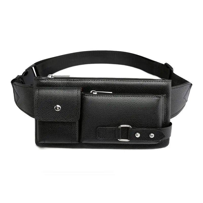 Casual waist bag, solid color, zipper closure, adjustable shoulder strap, lightweight, black, with cross body design, suitable f
