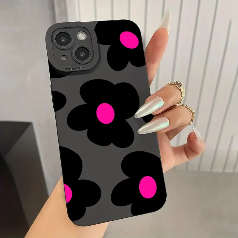 Elegant Black Flower-Printed Phone Case Cover