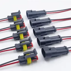 Waterproof Electrical Terminal Quick Connector Set with Wire - 10 Pieces - 10PCs (5Sets) (2Pin 10PCs (5Sets))