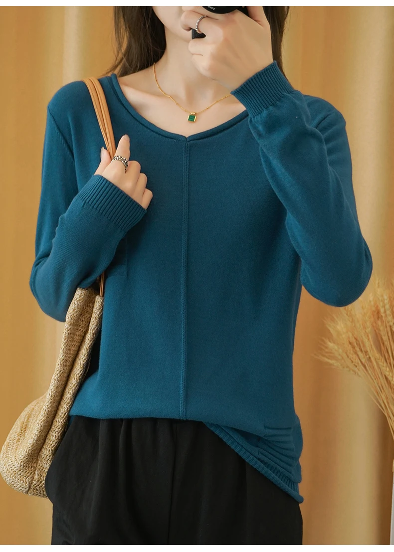 cable knit sweater Spring and Autumn New Women's Sweater O-neck Hedging 100% Cotton Hemp Pullover Wild Pure Color Casual Fashion Long Sleeve pink sweater
