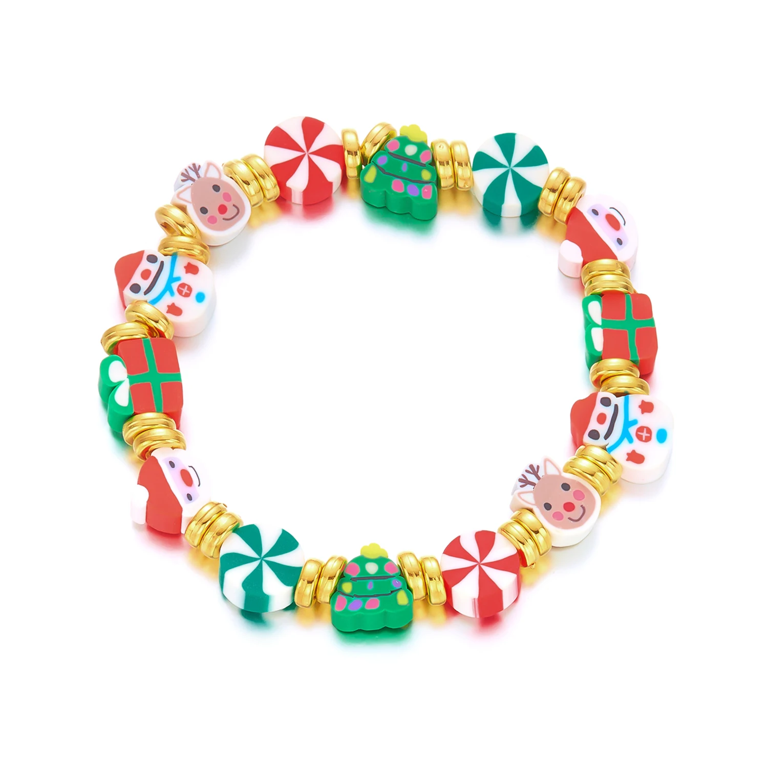 Weihnachten Bunte Polymer Clay Perlen Armbänder für Frauen Handgemachte Cartoon Santa Claus Schneeflocke Armbänder Neujahr Schmuck – Detail 12