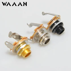 Electric Guitar Input Jack - 1/4 Mono Socket with Chrome Nut & Washer (Gold)