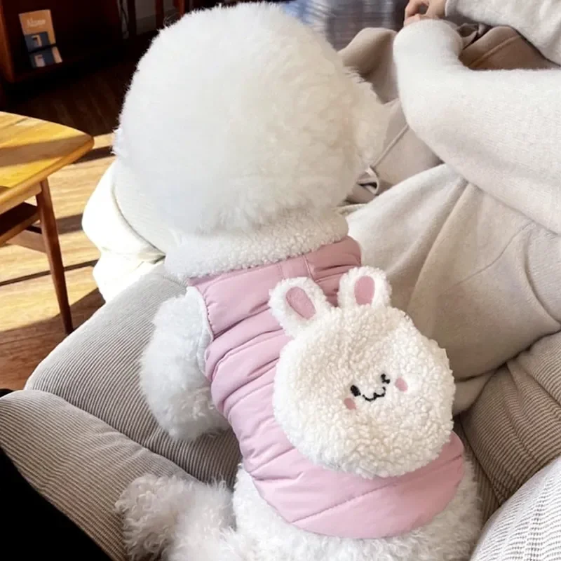 Cute Beer Cartoon Pet Cotton Coat Winter Teddy Down Jacket Warm Dog Clothes than Bear Jacket With Bag can Tow Puppy Clothes
