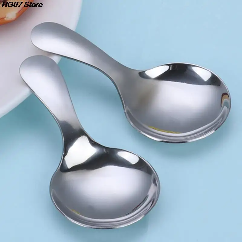 Stainless steel spoon Stainless steel spoon set 1PC cute stainless steel spoon short handle gold ice cream tea coffee spoon kids kitchen condiment spice scoop