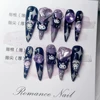 10Pcs Hot Sale Kawaii Sanrio Hello Kitty Kuromi Fake Nail Art Handmade 3D Bowknot Rhinestone Removable Nail Art Girls Gift 4