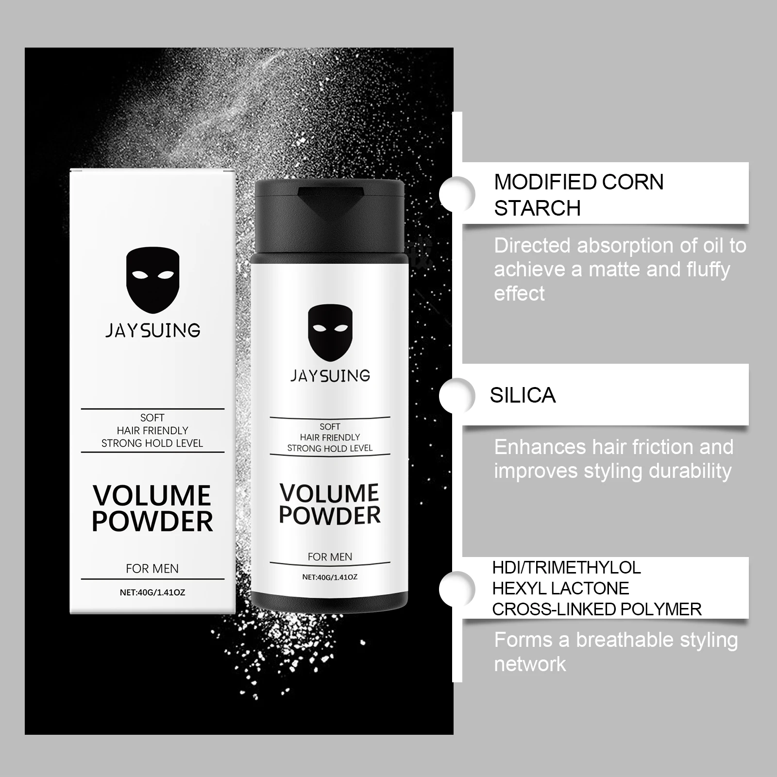 Hair Styling Powder Men's Styling Essential Adds Matte Finish & Volume Lightweight Volumizing & Oil-Control Care For Men & Women view 2