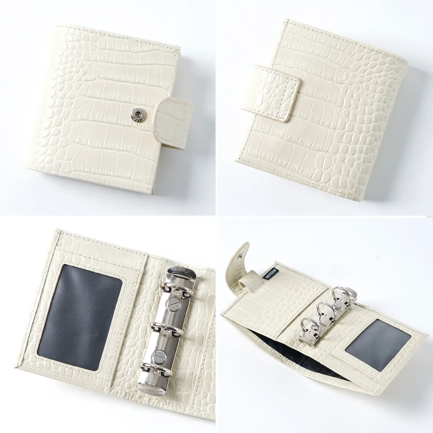 Moterm Regular A9 Size Rings Planner Croc Grain Cowhide 3-hole Mini Rings Notebook with 19MM Rings Organizer Journey Diary 3