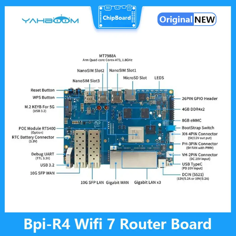 ٳ  Bpi-R4   , Mtk Mt7988a , 4g   8g Emmc º, 7