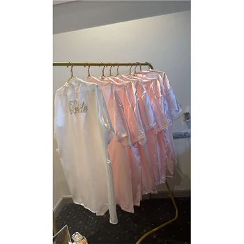 Wedding Bride Bridesmaid Robe Dressing Gown Sexy Women Bathrobe Nightgown Short Sleepwear Casual Flower Kimono Geisha M L XL XXL