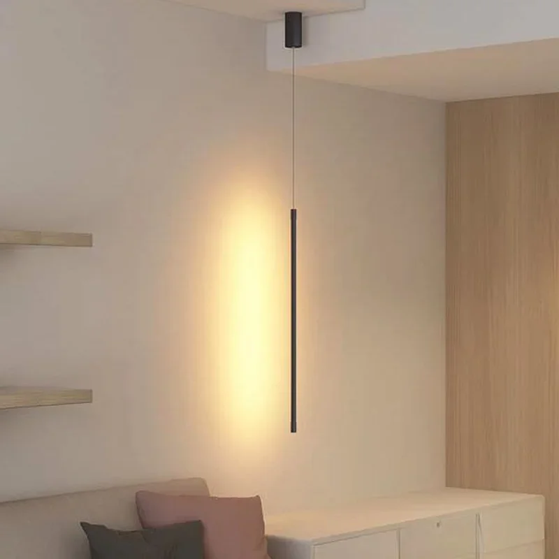 Modern LED Longer Pendant Lights Home Decor Hanging Lamp Dining Room Bedroom Bath Bedside Background Chandeliers Fixtures 4