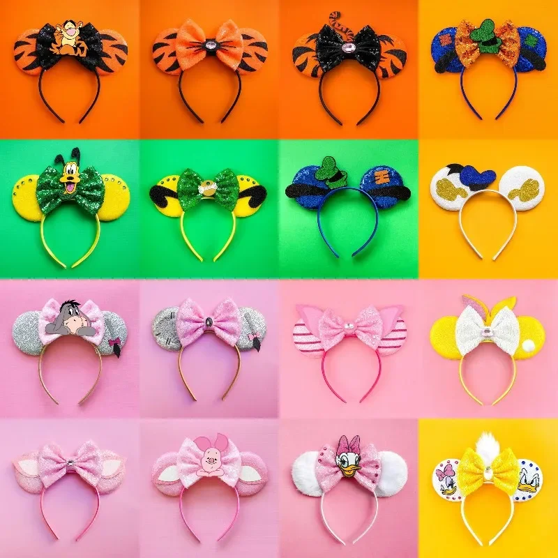 The Lion King Ears Headbands Girls Cartoon Mufasa Simba Hairbands Kids Disney Pumbaa Hair Accessories Women Sequins Bow Headwear