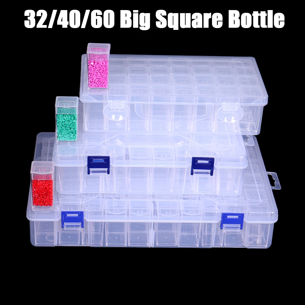 Clear Plastic Bead Storage Containers Set with 32/60/40 Pieces Transparent  Bottles Storage Jars Diamond Painting Accessory Box - AliExpress