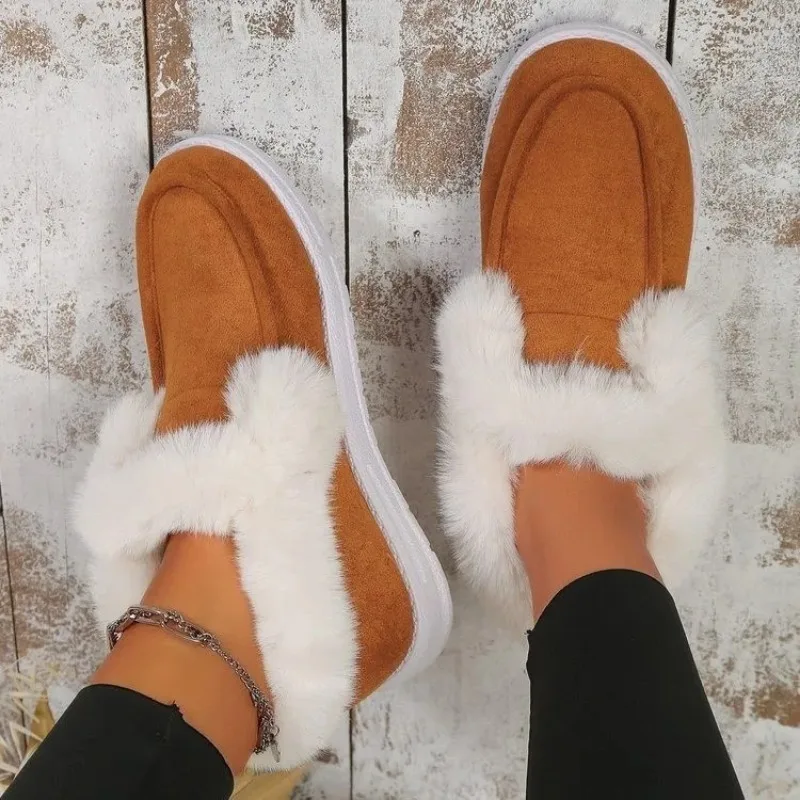 2023 Autumn and Winter New Foreign Trade Large Size Solid Color Suede Plus Fleece Sleeve Feet Comfortable Cotton Shoes
