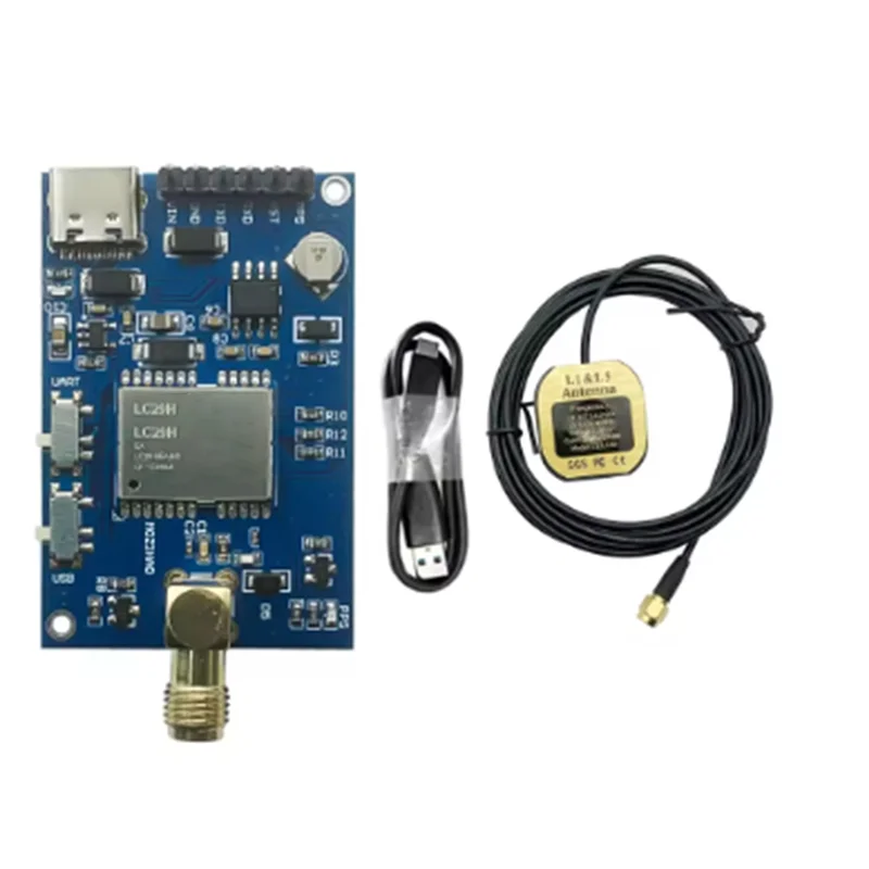 Module GNSS LC29H pour drone installé sur une carte de contrôle, câbles connectés.