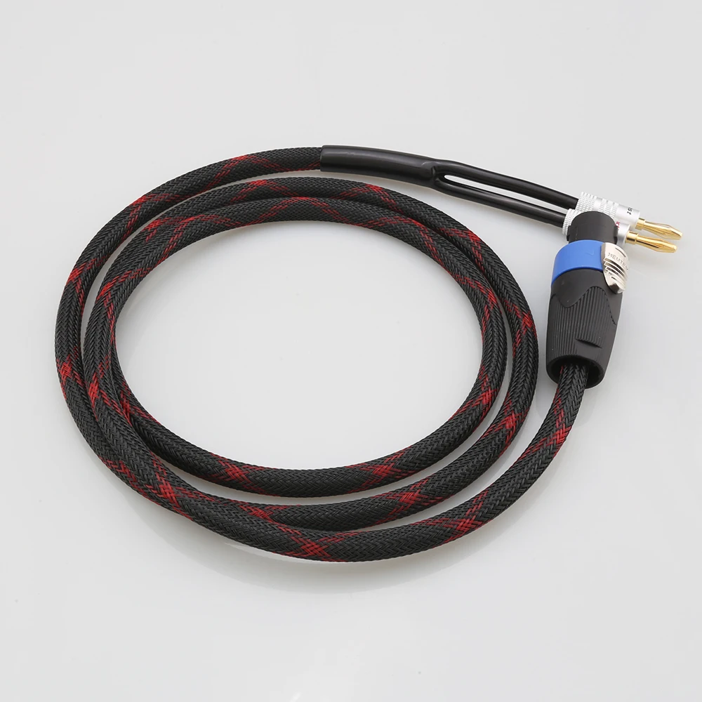 스피커 케이블 4 핀 Speakon-듀얼 바나나 스페이드 Y 플러그 무대 품질 OFC 오디오 케이블 1M 2M 3M 5M 8M 10M 12M