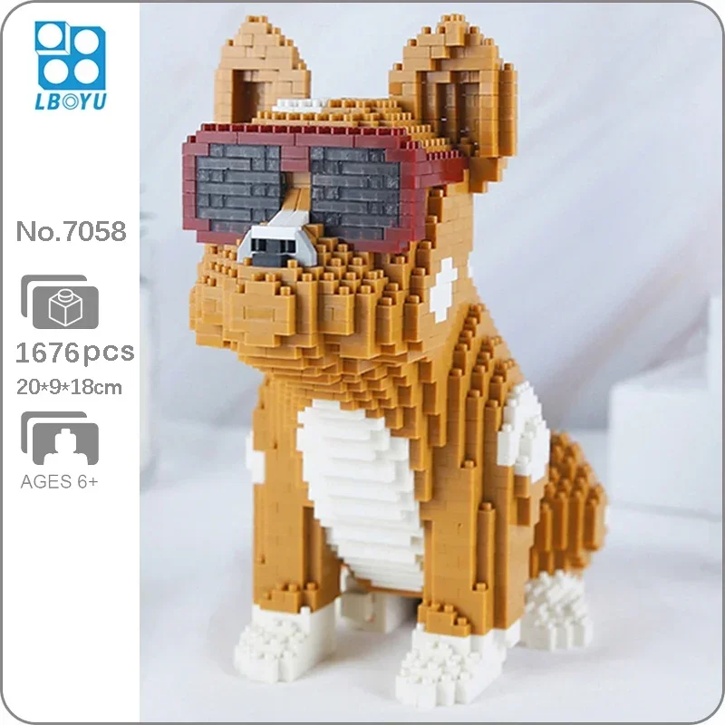 

Lboyu 7058 Animal World Spotted Sunglasses Bulldog Dog Sit Pet Doll Mini Diamond Blocks Bricks Building Toy For Children No Box