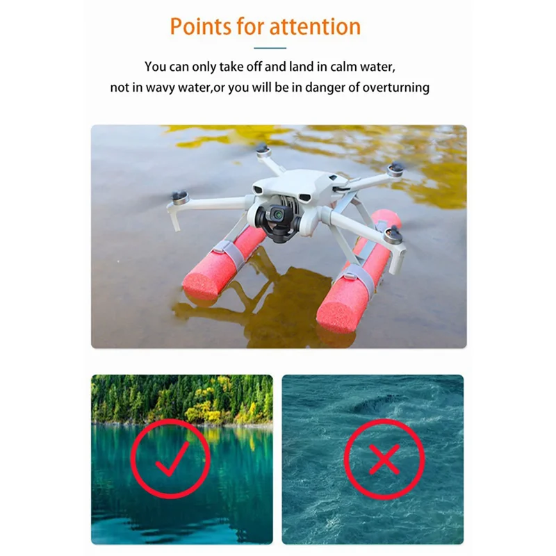 Détail du kit flotteur et train d'atterrissage pour DJI Mini 3, fixation sous le drone