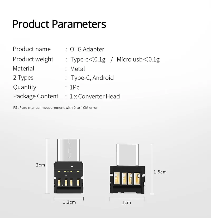 1/5pcs Type C to USB Adapter 2.0 Micro USB Male to USB  A Female Data OTG Connector For Samsung Xiaomi Huawei Type USB C Devices