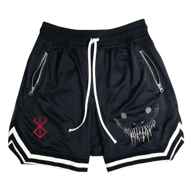 Anime Berserk Mesh Basketball Shorts for Men Elastic Waistband