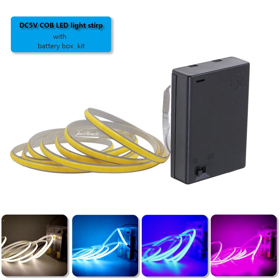 

DC5V COB LED strip light 320LEDs/m 5mm width DC USB Battery box Powered Flexible LED light Tape