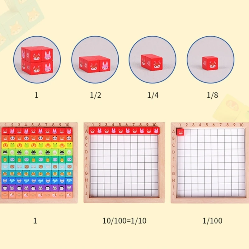 

4XBD математическая настольная игра для детей, обучающая игрушка для счета Монтессори, 100 шт., деревянные строительные блоки, 3