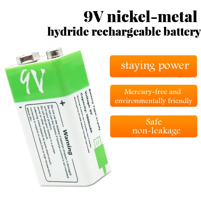 9V Rechargeable Battery 1800mAh 6F22 Micro USB 9v Li-ion Lithium Batteries for Multimeter Microphone Toy Remote Control KTV
