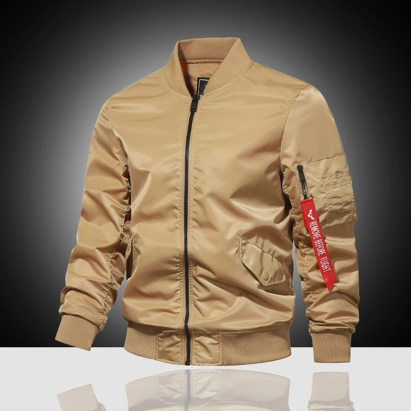 Spring and Autumn New Air Force MA1 Pilot Jacket Men's Solid Color Baseball Suit Casual Versatile Large Work Cycling Jacket 2