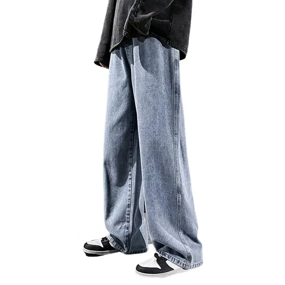 

Korean Style Fashion Loose Jeans Men Classic Straight Straight Baggy Wide Leg Trousers Street Hip Hop Pants pantalones hombre