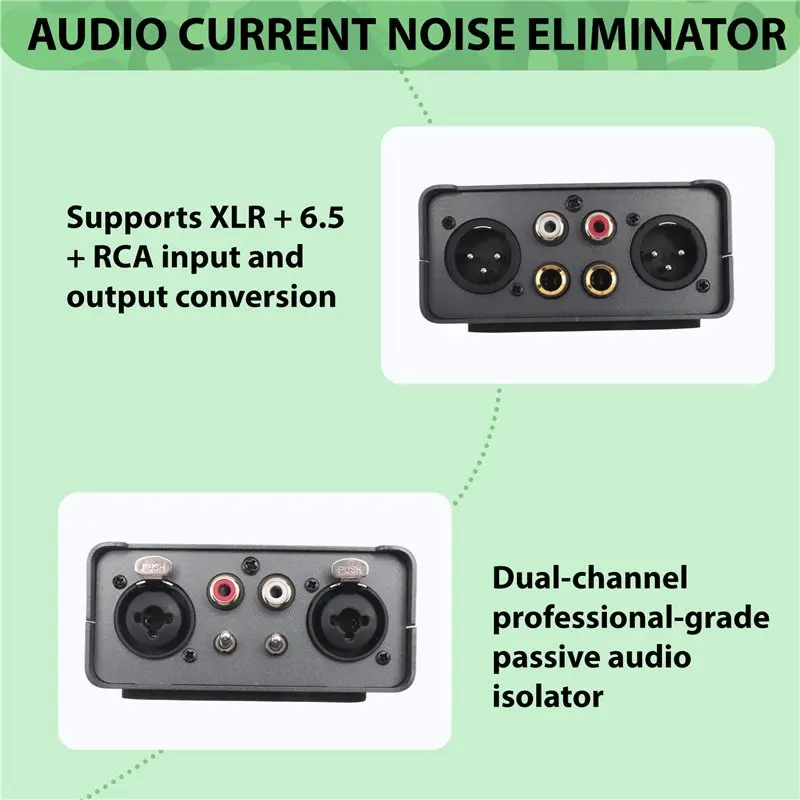 A75Q-2-웨이 오디오 아이솔레이터 오디오 전류 노이즈 제거기 XLR 6.5 로터스 아이솔레이터 믹서 라이브 방송