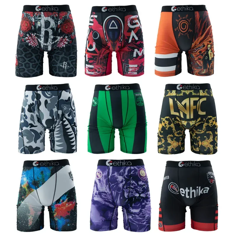 Men Underwear Boxers Fashion Printed  Male Panties Lingerie Men Underpants Boxershorts Trunks Plus Size Breathable Men's Boxers