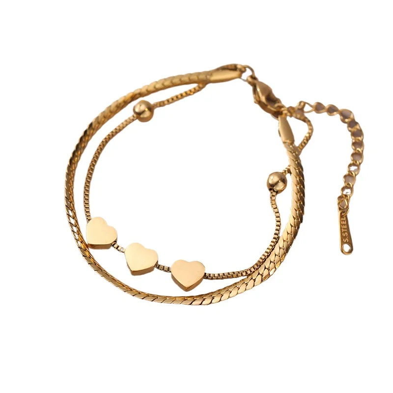 Light luxury fashion charm love heart titanium steel bracelet for women, bangles