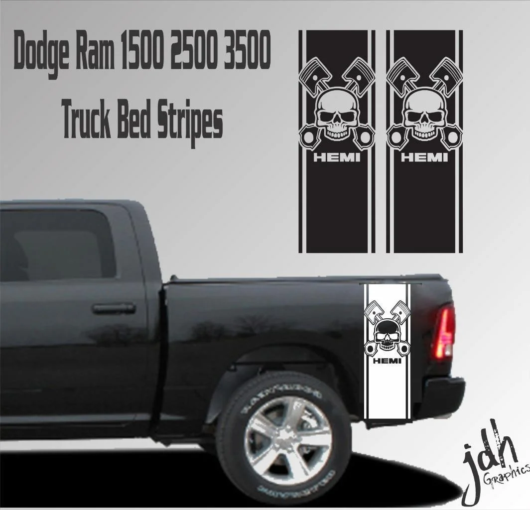 

For Dodge Ram 1500 2500 3500 Truck Bed Stripe Vinyl Decal Sticker Skull Mopar