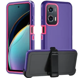 Defender Series Anti - Drop Case with Box & Clip for Motorola Moto G04 (Purple Rose)