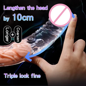 Large Realistic Penis Extender Sleeve Penis Enlargement Reusable Condom Sex Toy for Men Delayed Ejaculation Cock Cover Adult Toy 2