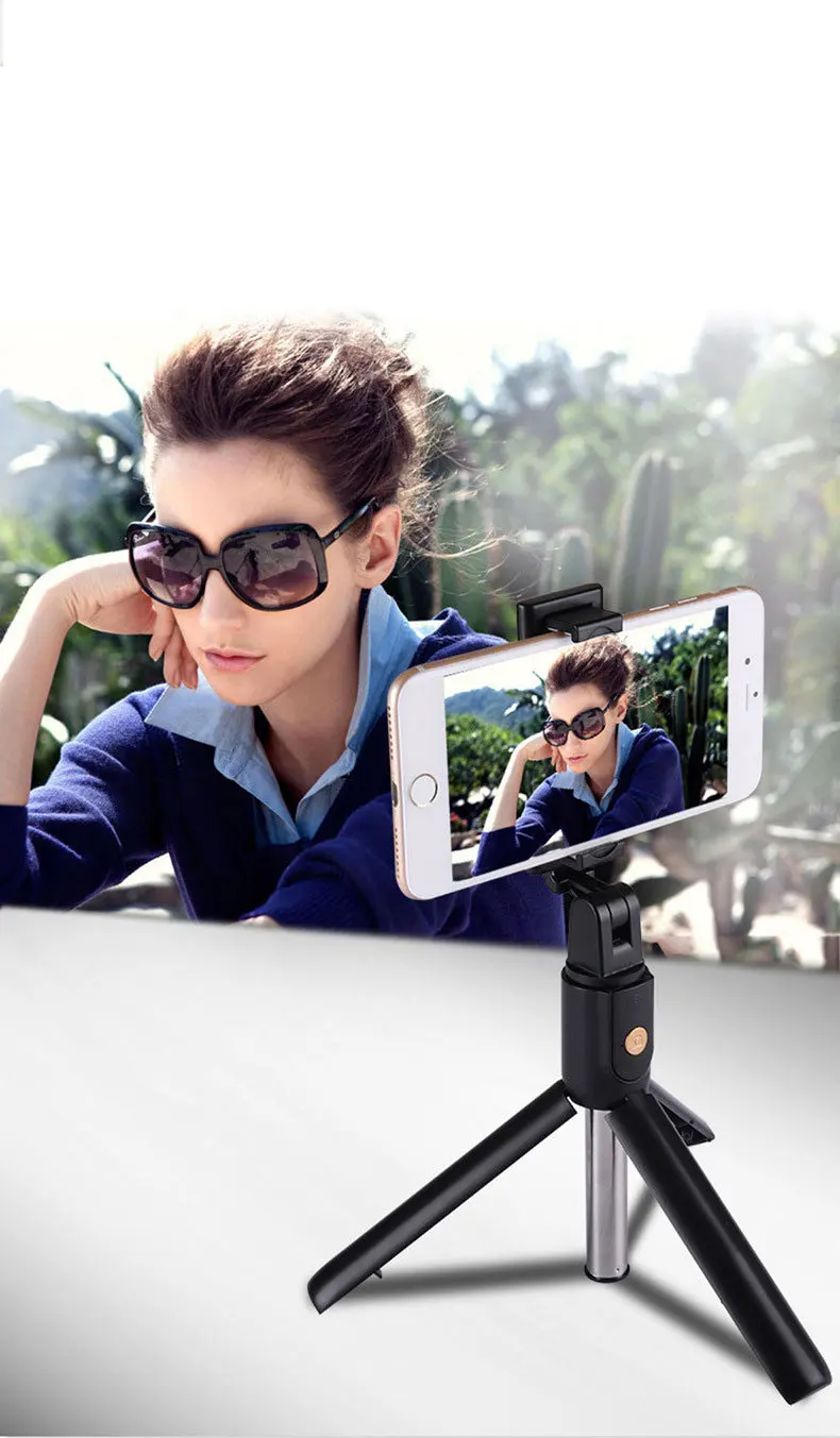 Foldable Wireless Selfie Stick Stand With Bluetooth Remote Extendable Portable Tripod For CellPhone Video Shooting Live_voghion.com