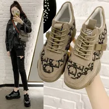 

2021 Fashion Breathable Mesh Sneakers Platform Ladies Vulcanized Casual Shoes Black White Buckle 35-40