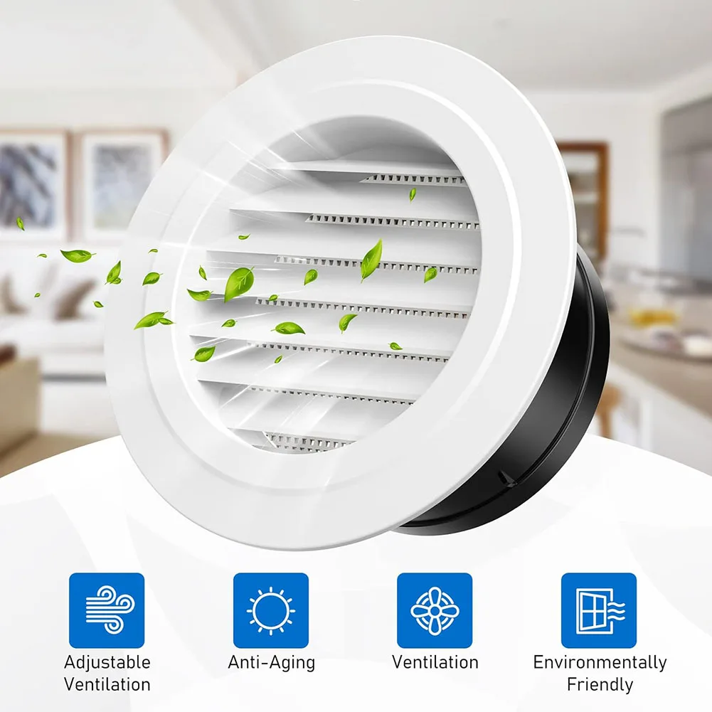 

Adjustable Air Ventilation Cover Round Ducting Ceiling Wall Hole Air Vent Grille Louver Kitchen Bath Air Outlet Fresh System