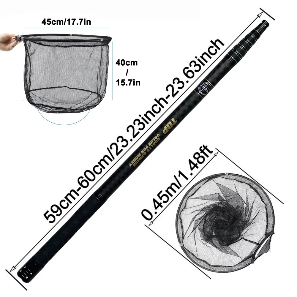 MBLN 328cm Ultralight 414g Portable Fishing Landing Net Carbon Fiber Telescopic Alloy Net Head
