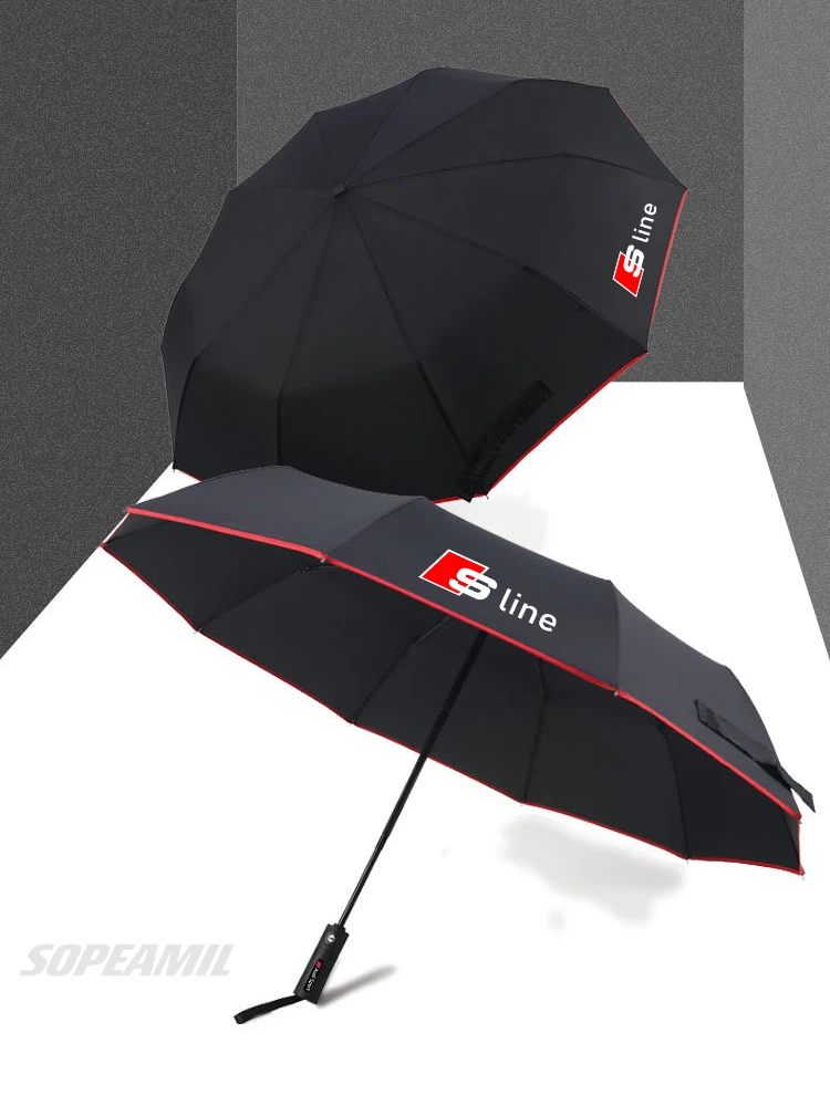 Audi Sline A3 A4 A5 A6 A7 A8 Q3 Q5 Q7 Q8 RS3 RS4 S3 S4 S6 Car Automatic Folding Sun Protection Umbrella UV Sunshade Accessories