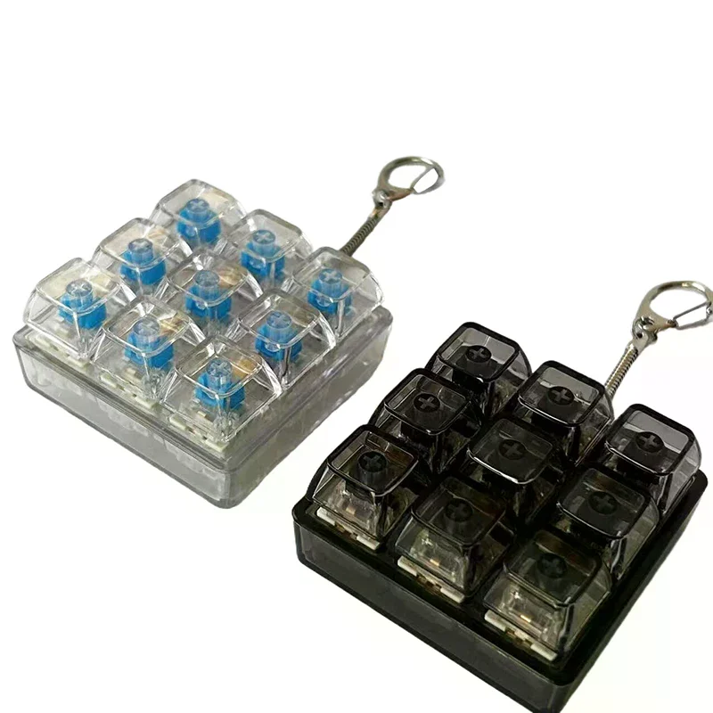 4/9 Keys Stress Relief DIY Button Keycap Fidget Keychain Toys Gift Mechanical Keyboard Axis Tester LED Keyboard Key Toy
