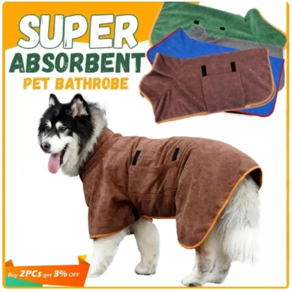 Pet Bath Towel Super Absorbent Pet Bathrobe Dog Drying Coat Microfiber Beach Towel For Large Medium Small Dogs